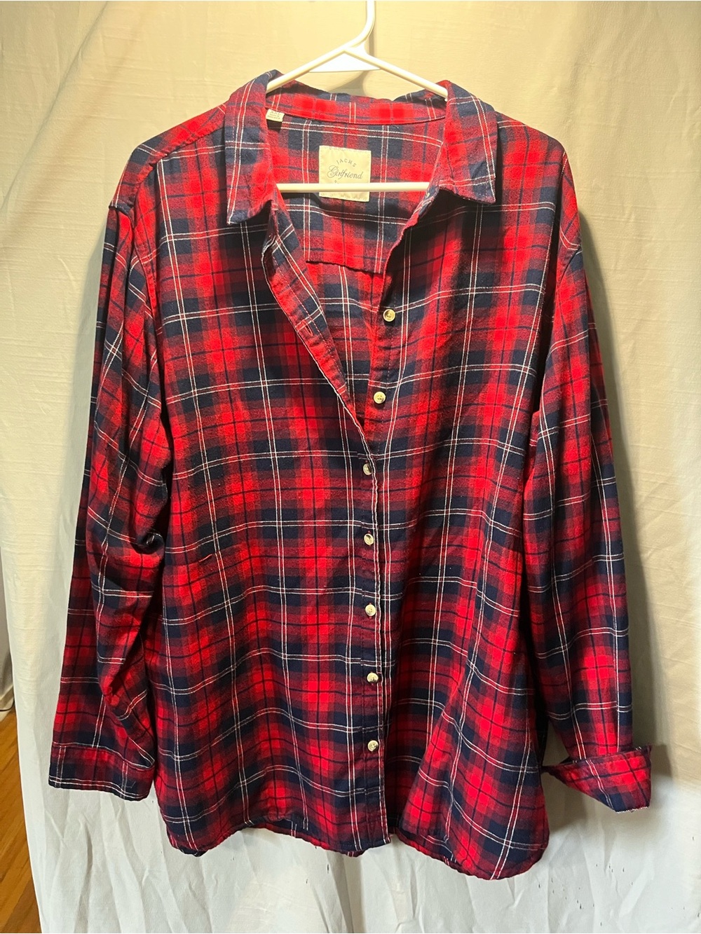 Classic Red Plaid Button-Up Shirt Jachs boyfriend xxl